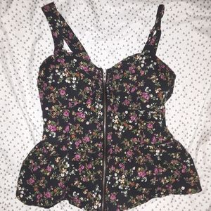 Cute zip up cupped tank top